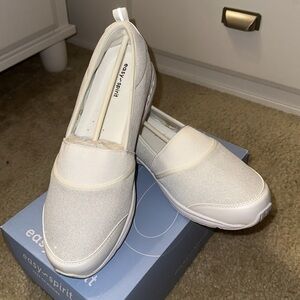 Easy spirit twist slip on white sparks size 11w new in box